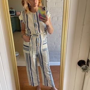Striped Linenblend Jumpsuit